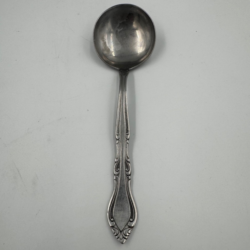 Rogers & Co Stainless Cream Soup Spoon Silver‎ Korea Scroll Pattern